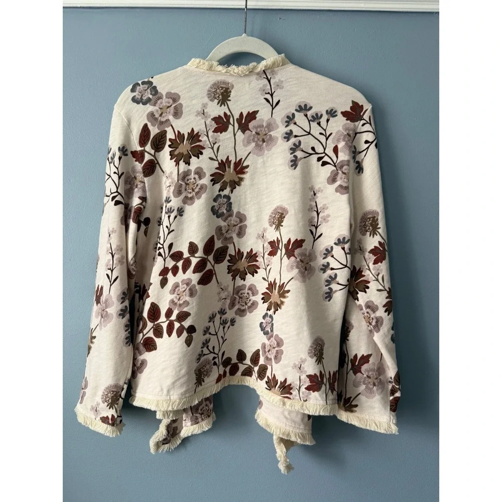 Spartina 449 MSRP $129 Floral Convertible Cardigan with Fringe Size Large Cotton - Picture 11 of 14